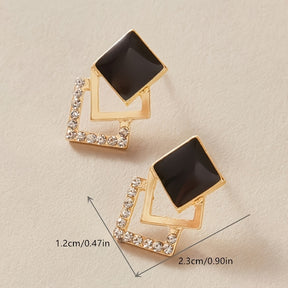 1 pair of simple geometric square earrings for women vintage Precious Stone-studded fashion earrings as a gift for friends