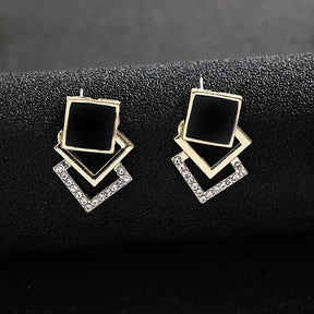 1 pair of simple geometric square earrings for women vintage Precious Stone-studded fashion earrings as a gift for friends