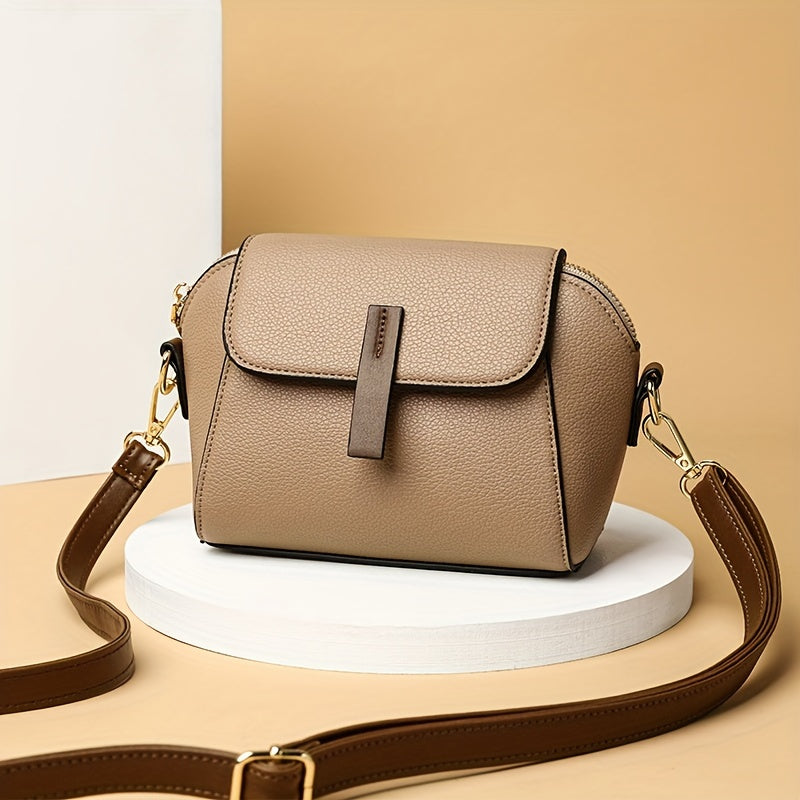 Mini Flap Crossbody Bag, Fashion Solid Color Shoulder Bag, Women's Daily PU Leather Purse For Commuter (7.1*5.1*3.5) Inch