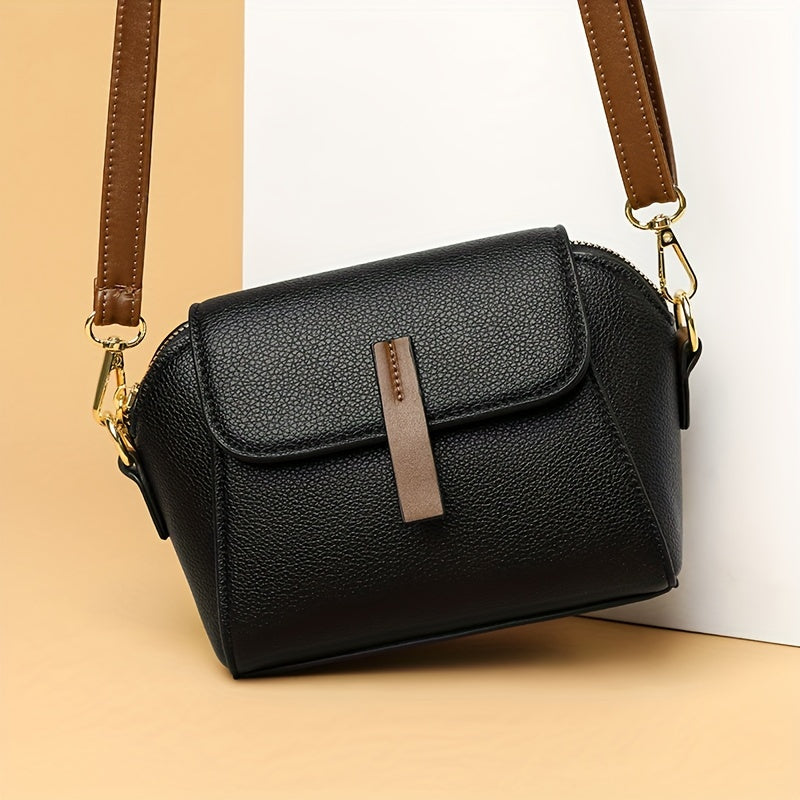 Mini Flap Crossbody Bag, Fashion Solid Color Shoulder Bag, Women's Daily PU Leather Purse For Commuter (7.1*5.1*3.5) Inch