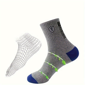 5 Pairs Of Men's Trendy Breathable Crew Socks, Comfy Casual Soft Thermal Socks, Winter & Autumn