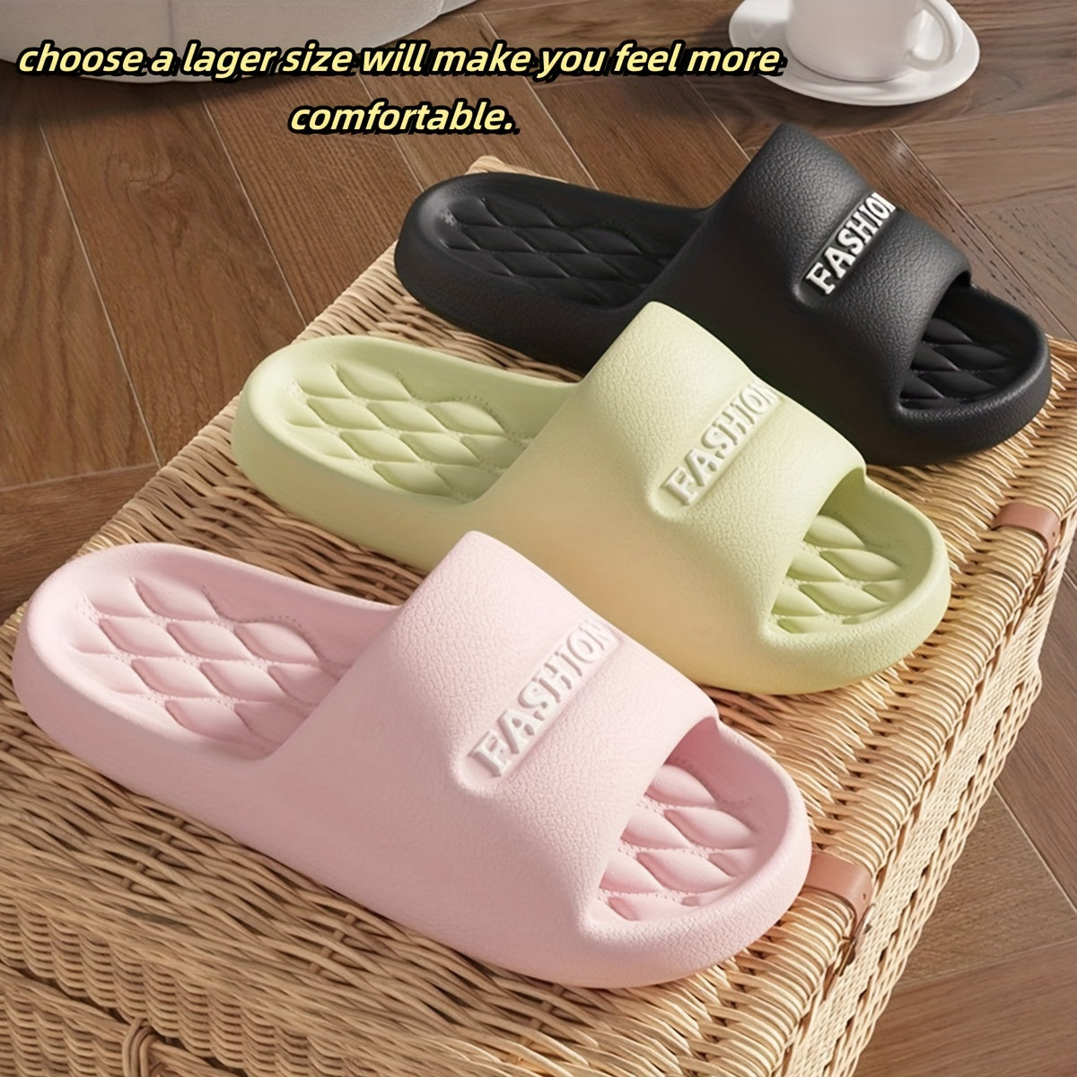 Casual Comfort Slippers Unisex - EVA Material Soft Slip-On Sandals for Indoor/Outdoor, All-Season Solid Color Thick Sole Bath Beach Slides for Men and Women, Round Toe Lightweight Fashion Slipper