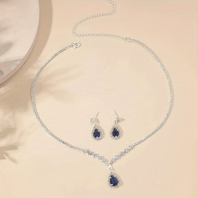 A Set Of Ladies' European And American Trendy Claw Chain With Zirconia Necklace And Earrings Bridal Jewelry Set For Wedding Banquet Party Holiday Gift