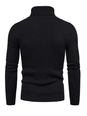 Men's Twist High Neck Pullover Thermal Underwear Tops, Solid Color Autumn And Winter Long Sleeves Knitted Sweater Tops