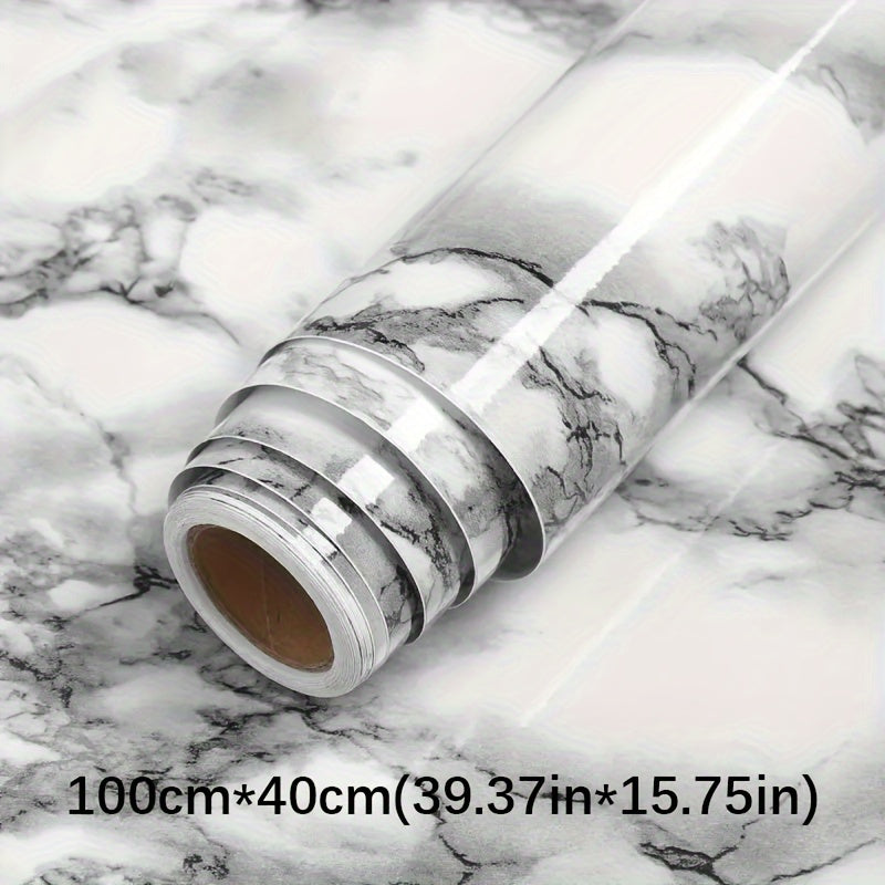 Marble Texture Self-Adhesive Wallpaper - Waterproof, Oil & Heat Resistant for Kitchen, Bathroom, and Room Renovation - Easy Peel & Stick, Removable Vinyl Decorative Wallpaper, 39.98cm W x 100.0/500.0/1000.0cm L