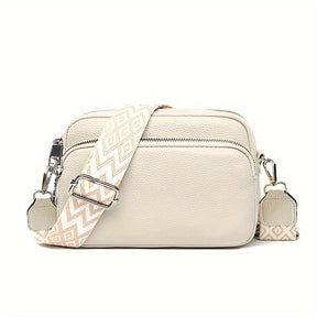 Classic Small Solid Color Shoulder Bag, Elegant Zipper Crossbody Bag For Women, Elegant Shopping Purse With Wide Strap Design