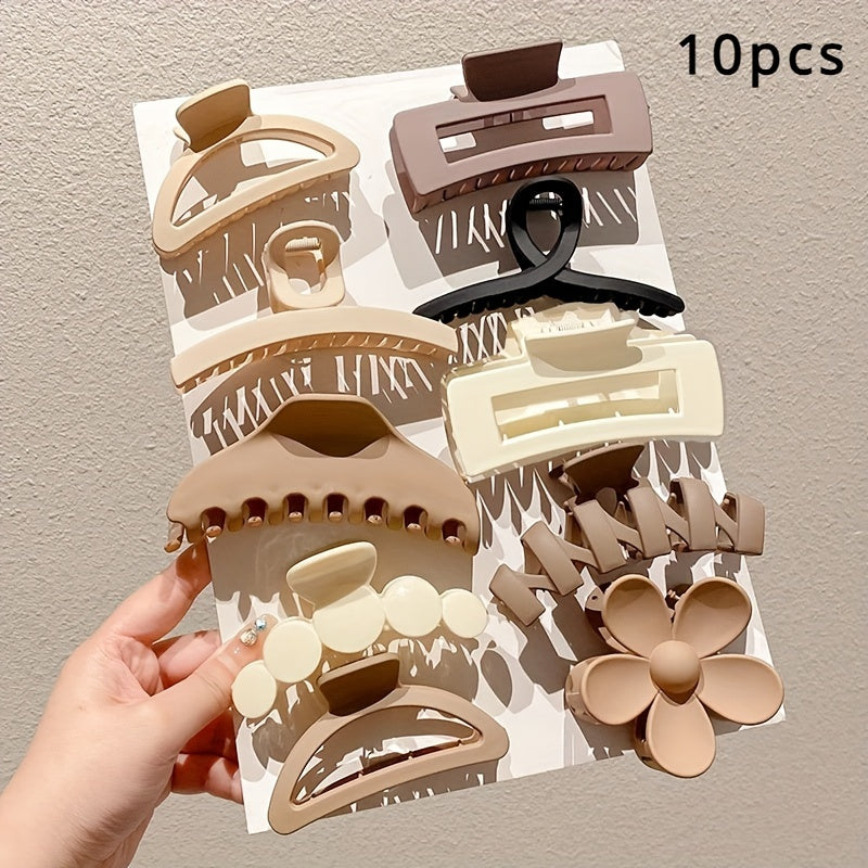 5/8/10pcs Coffee Milk Colored Hair Clips, Flower Square Semicircle Shaped Hairpins, Suitable For Party Holiday Hair Styling, Perfect Gifts For Girls