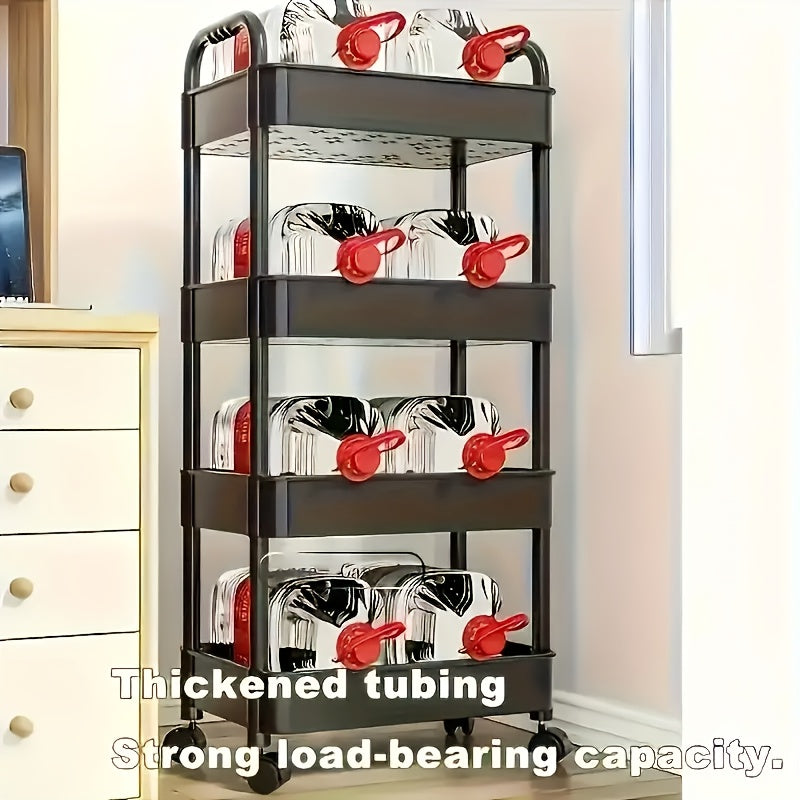 Versatile Multi-Layer Storage Cart - Durable Plastic, 360° Rotation, No Power Needed - Perfect for Bedroom, Kitchen & Home Organization - Available in Black or White, Floor Installation, Storage Box