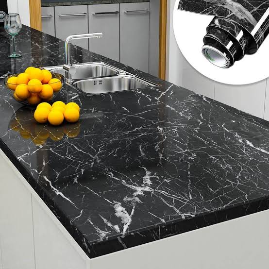 Self Adhesive Black Marble Sheet Sticker For Kitchen