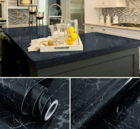 Self Adhesive Black Marble Sheet Sticker For Kitchen