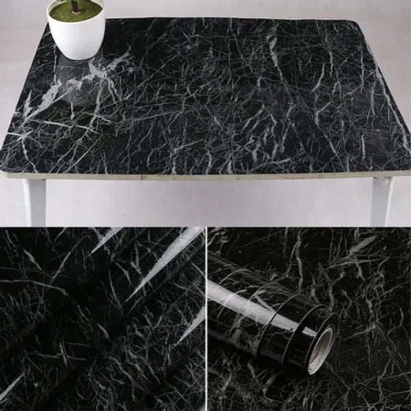 Self Adhesive Black Marble Sheet Sticker For Kitchen